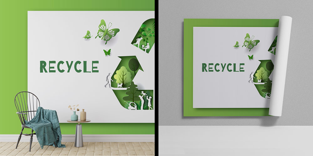 "RECYCLE" Temalı Sanatsal Doğa ve İnsan Temalı Duvar Giydirme 8013