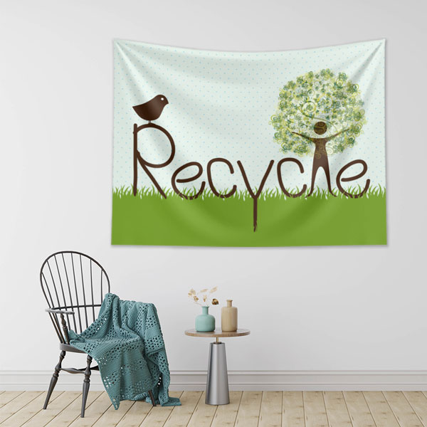 recycle-wall-art-decor-8306-01 "Recycle" (Geri Dönüştür) Kuş ve Ağaç Temalı Duvar Örtüsü 8306