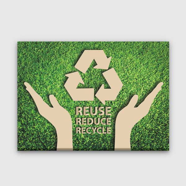 "Reuse Reduce Recycle" Duvar Tablosu - Geri Dönüşüm Temalı Dekor – 3364