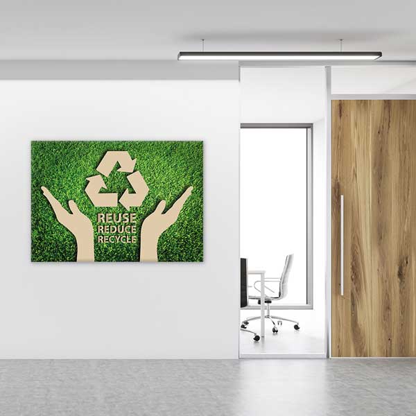 "Reuse Reduce Recycle" Duvar Tablosu - Geri Dönüşüm Temalı Dekor – 3364