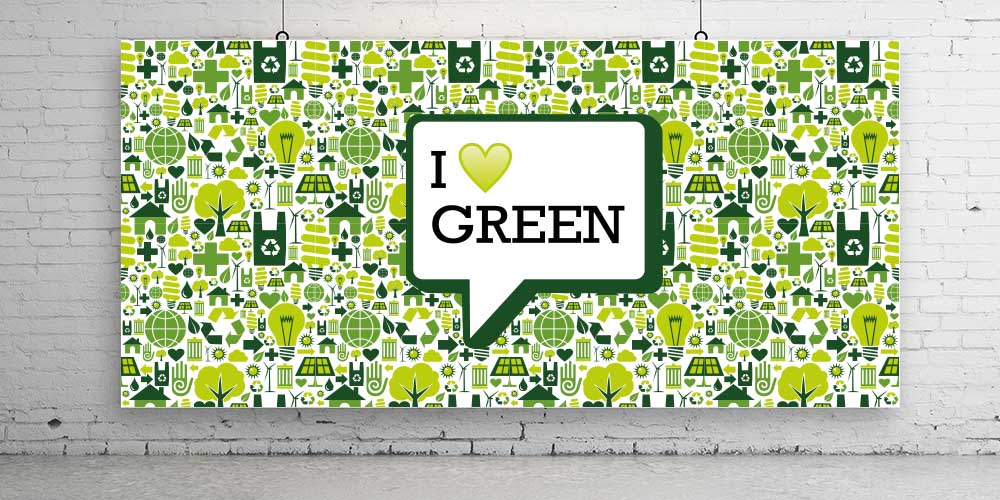 "I Love Green" Çevre Temalı Eko İkon Desenli Duvar Giydirme 1140