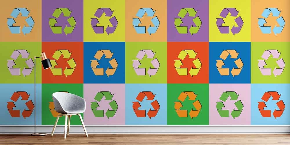 Modern Sanat Tarzı Geri Dönüşüm Sembolleri Duvar Giydirme 1139