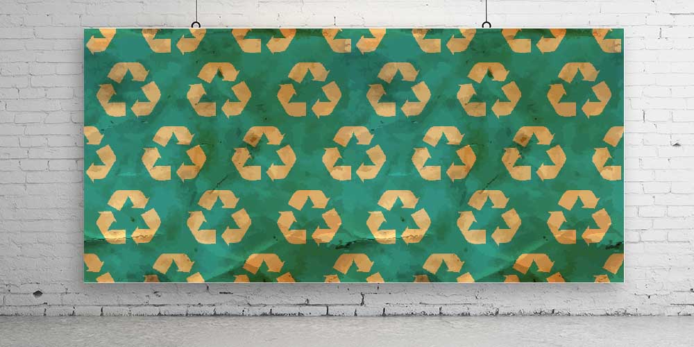 recycle-wallpaper-decor-1143-01 Retro Tarz Geri Dönüşüm Sembolleri Duvar Kağıdı ve Çevre Temalı Dekor 1143