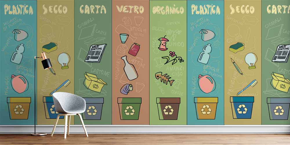 recycle-wallpaper-print-1138-00 Geri Dönüşüm Kategorileri Temalı Eğitici Duvar Kağıdı ve Giydirme 1138
