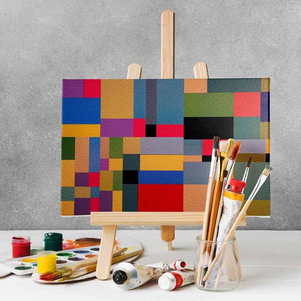 Renkli Geometrik Soyut Sanat Kanvas Tablo 4138