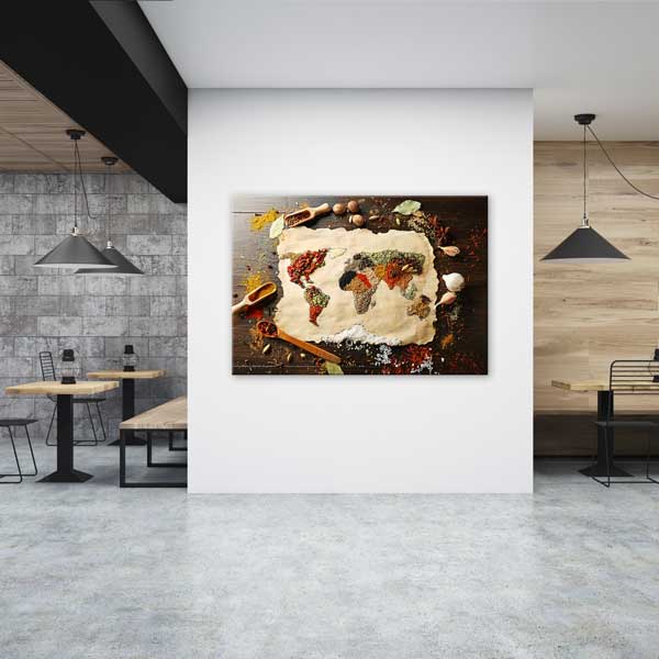 Baharatlarla Çizilmiş Dünya Haritası Kanvas Duvar Tablosu – 12223