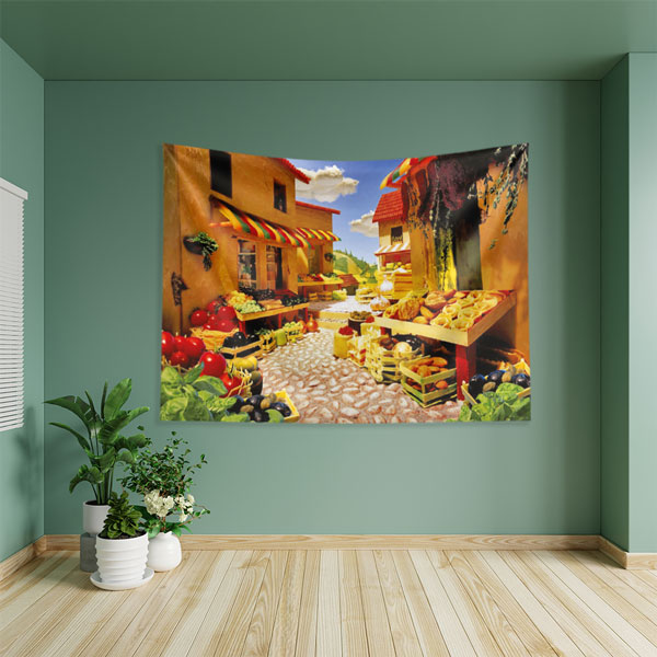 Akdeniz Meyve ve Sebze Pazarı Duvar Örtüsü 8322