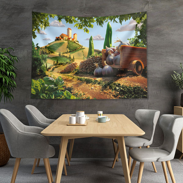 Kırsal Manzara ve Sebze Hasadı Duvar Örtüsü 8323