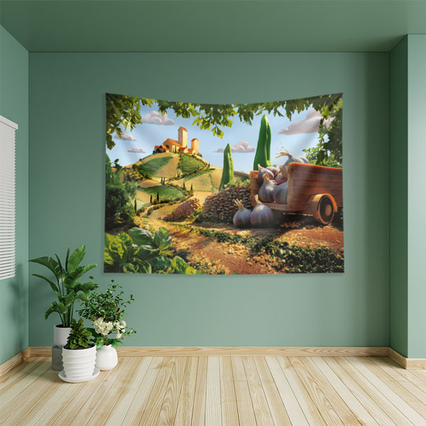 Kırsal Manzara ve Sebze Hasadı Duvar Örtüsü 8323