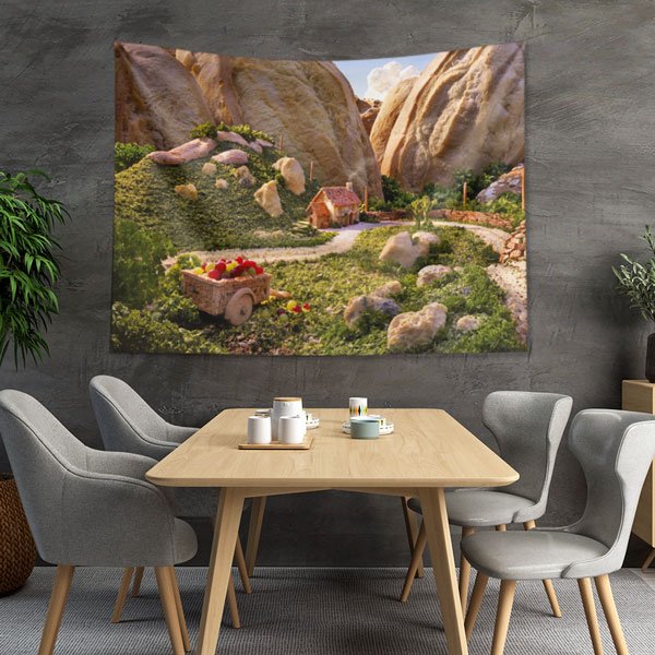 restaurant-wall-art-decor-8324-00 Doğal Kayalıklar ve Sebze Bahçesi Manzarası Duvar Örtüsü 8324