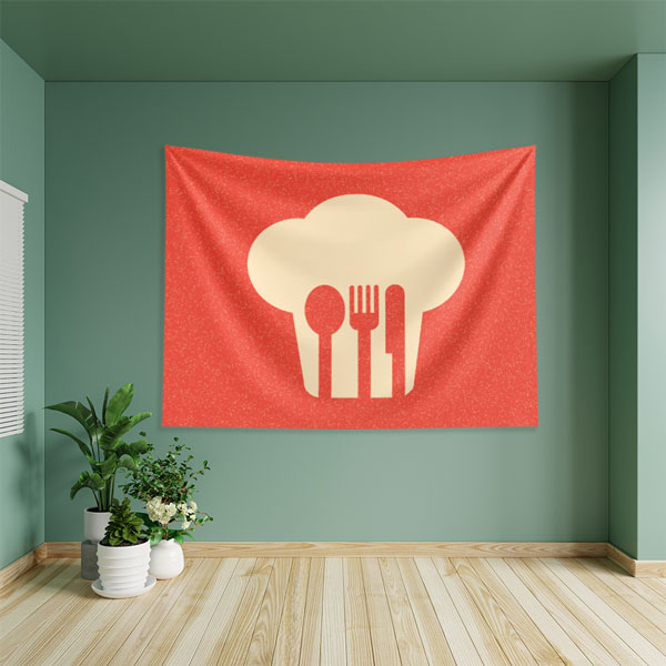 Şef Şapkalı Çatal Kaşık Bıçak Duvar Örtüsü 8330