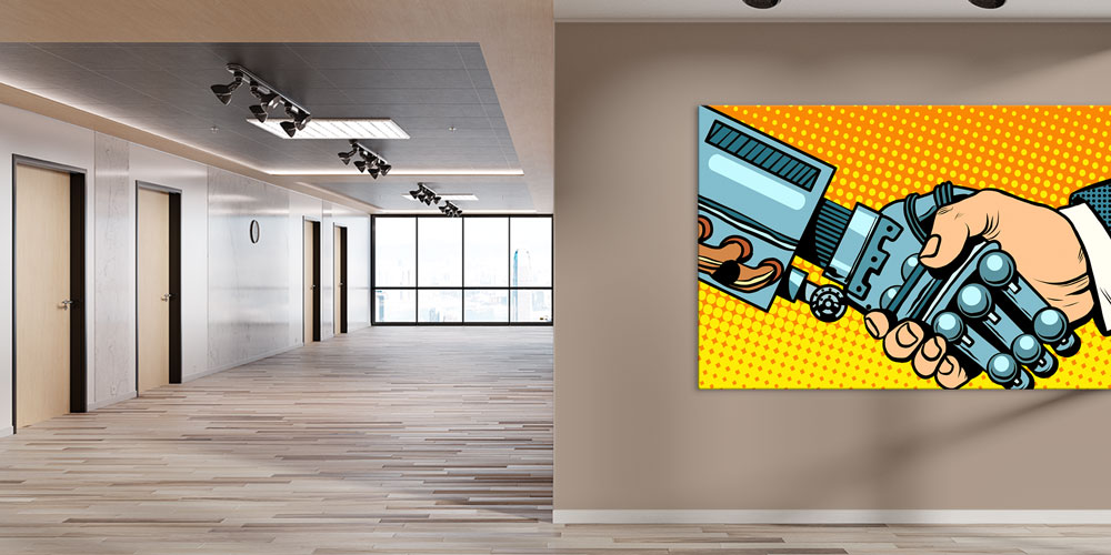 Robotik İşbirliği Temalı Büyük Ebat Duvar Dekoru 7811