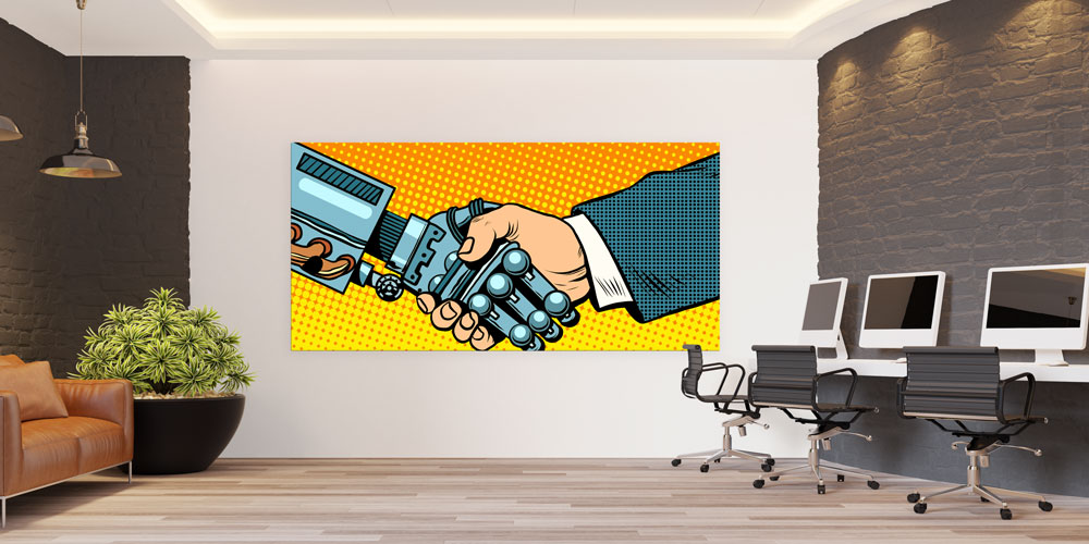 Robotik İşbirliği Temalı Büyük Ebat Duvar Dekoru 7811