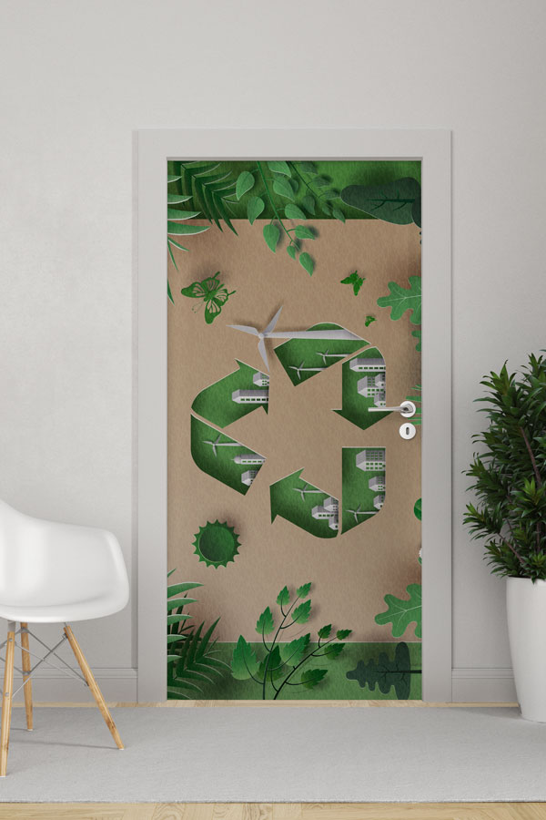 room-door-art-design-9282-0 Çevre Dostu Geri Dönüşüm Sembolü ve Yeşil Doğa Temalı Kapı Giydirme 9282