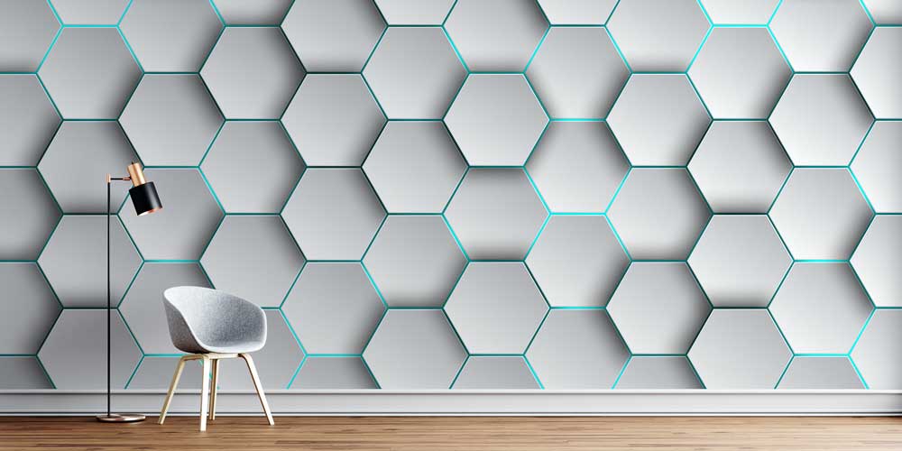 3D Altıgen Geometrik Desen Duvar Kağıdı 7417