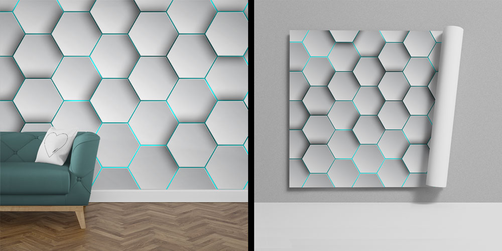 room-wall-decor-7417-00 3D Altıgen Geometrik Desen Duvar Kağıdı 7417