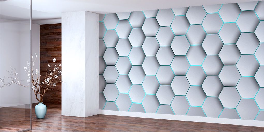 3D Altıgen Geometrik Desen Duvar Kağıdı 7417