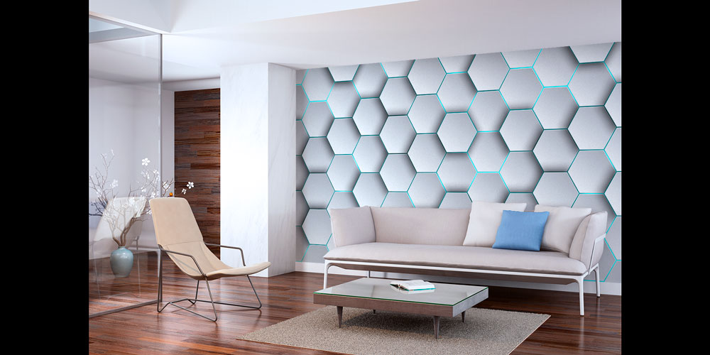 3D Altıgen Geometrik Desen Duvar Kağıdı 7417