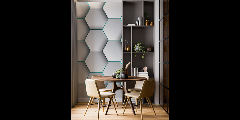 3D Altıgen Geometrik Desen Duvar Kağıdı 7417