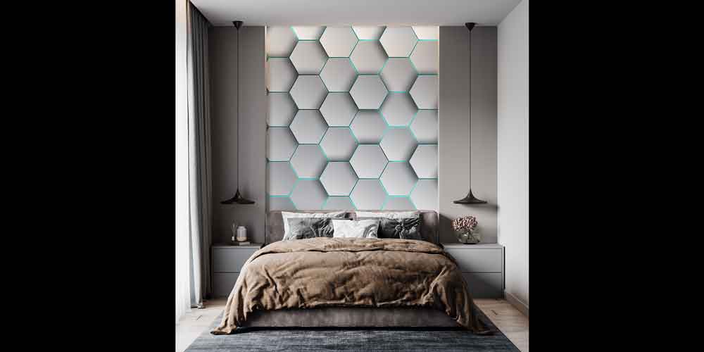 3D Altıgen Geometrik Desen Duvar Kağıdı 7417