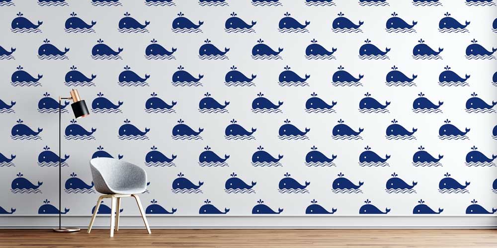 Balina Desenli Deniz Temalı Duvar Kağıdı 7443