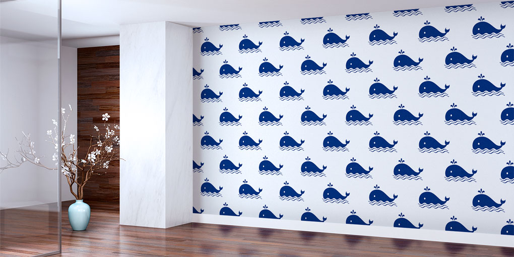 Balina Desenli Deniz Temalı Duvar Kağıdı 7443