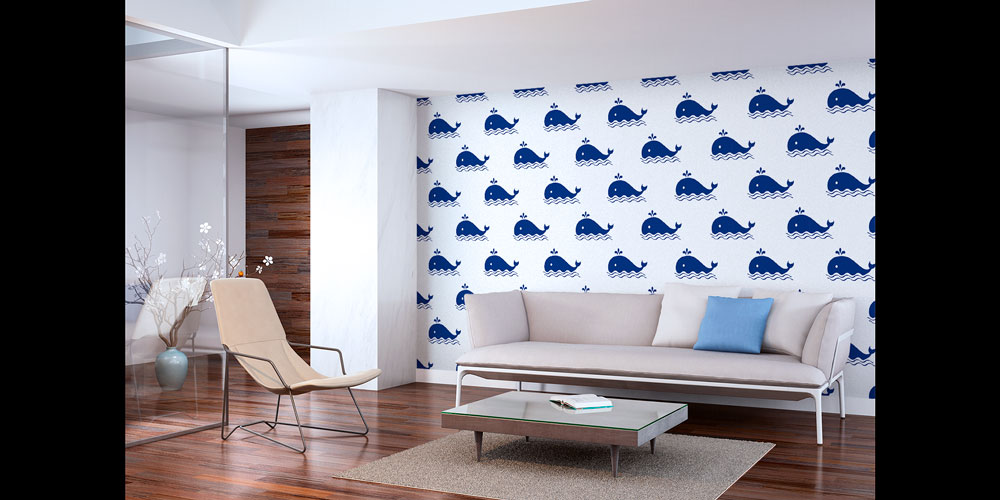 Balina Desenli Deniz Temalı Duvar Kağıdı 7443