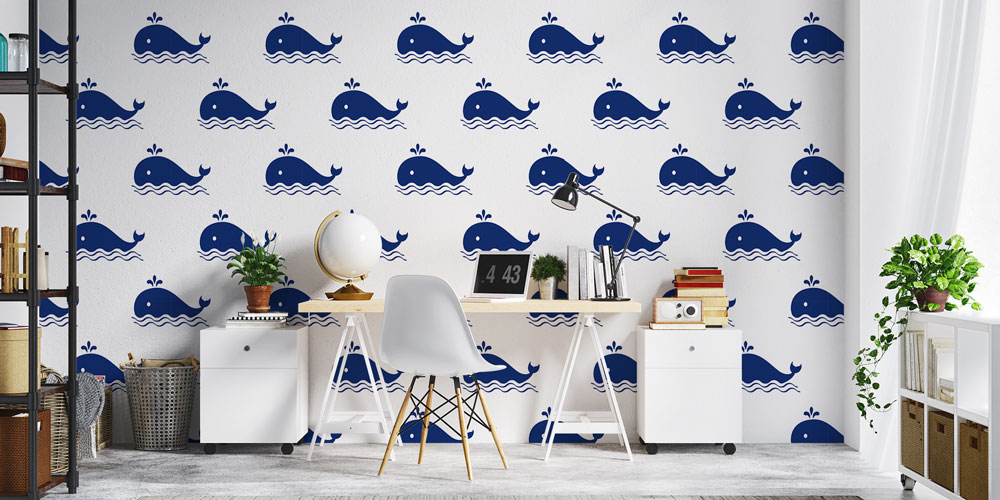 Balina Desenli Deniz Temalı Duvar Kağıdı 7443