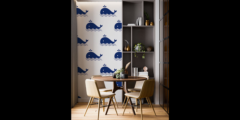 Balina Desenli Deniz Temalı Duvar Kağıdı 7443