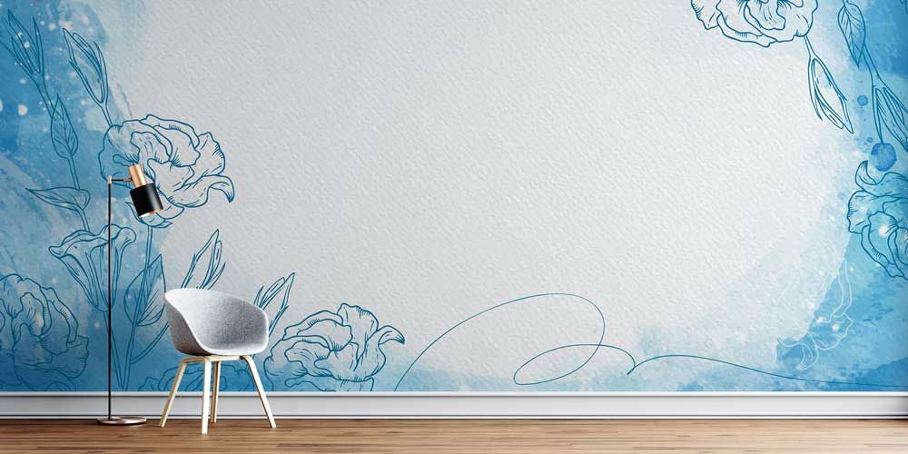 Minimal Çizgisel Çiçek Desenli Modern Duvar Kağıdı 4242