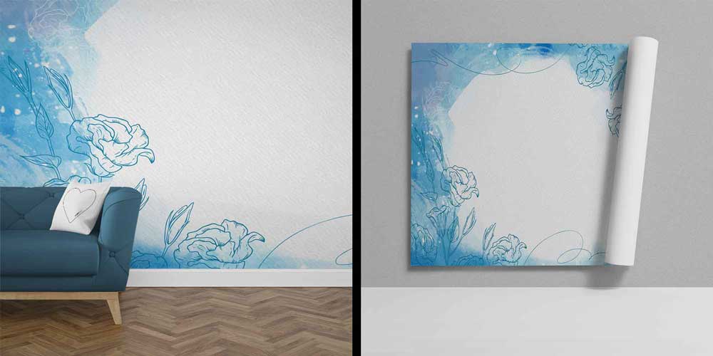 Minimal Çizgisel Çiçek Desenli Modern Duvar Kağıdı 4242