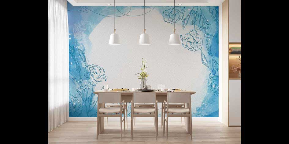 Minimal Çizgisel Çiçek Desenli Modern Duvar Kağıdı 4242