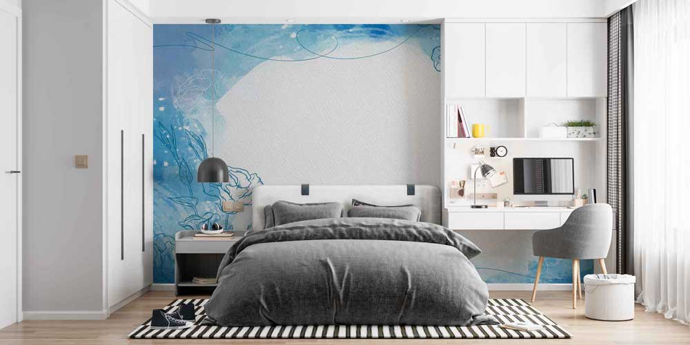 Minimal Çizgisel Çiçek Desenli Modern Duvar Kağıdı 4242