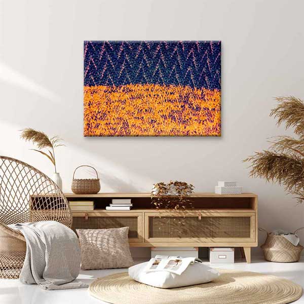 Turuncu ve Lacivert Dokulu Soyut Sanat Kanvas Tablo 4135