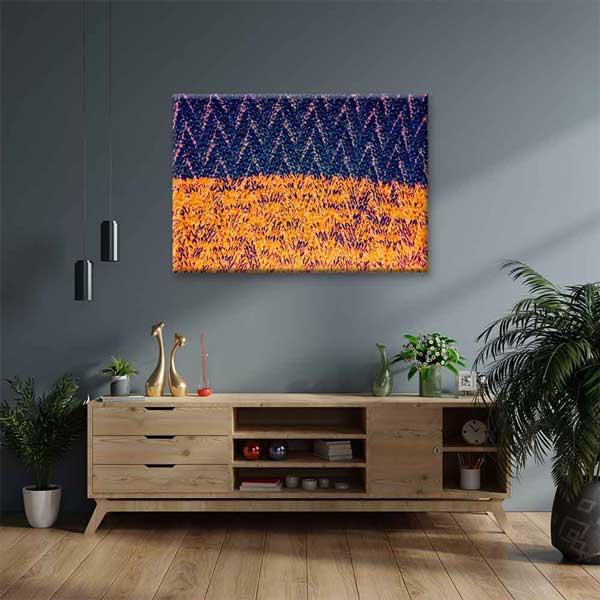 Turuncu ve Lacivert Dokulu Soyut Sanat Kanvas Tablo 4135