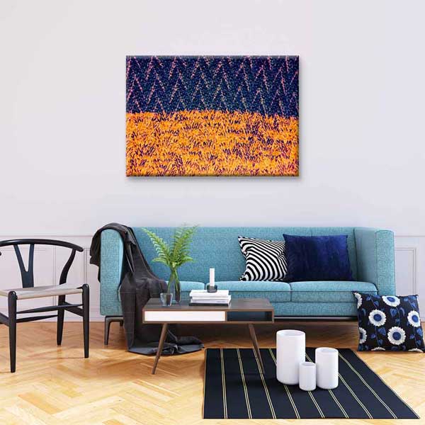 Turuncu ve Lacivert Dokulu Soyut Sanat Kanvas Tablo 4135