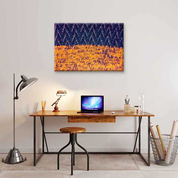 Turuncu ve Lacivert Dokulu Soyut Sanat Kanvas Tablo 4135