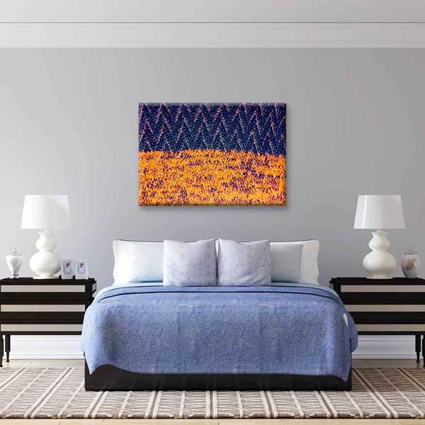 Turuncu ve Lacivert Dokulu Soyut Sanat Kanvas Tablo 4135
