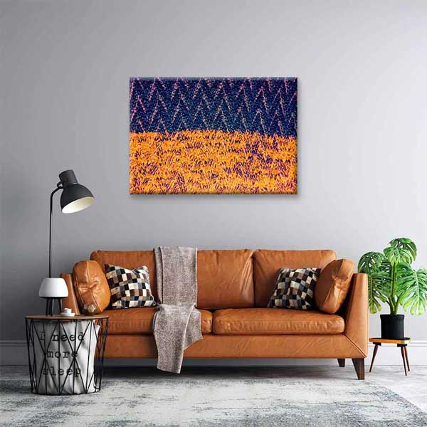 Turuncu ve Lacivert Dokulu Soyut Sanat Kanvas Tablo 4135
