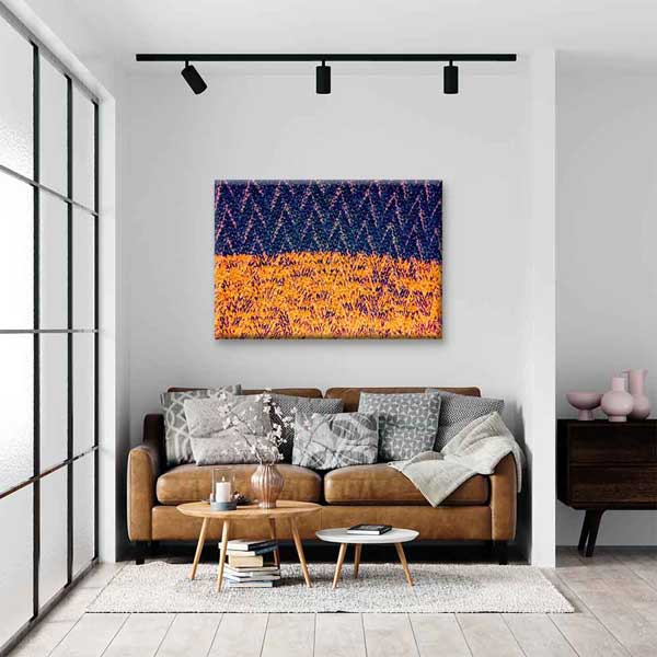 Turuncu ve Lacivert Dokulu Soyut Sanat Kanvas Tablo 4135