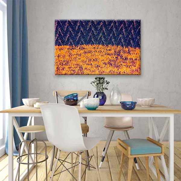 Turuncu ve Lacivert Dokulu Soyut Sanat Kanvas Tablo 4135