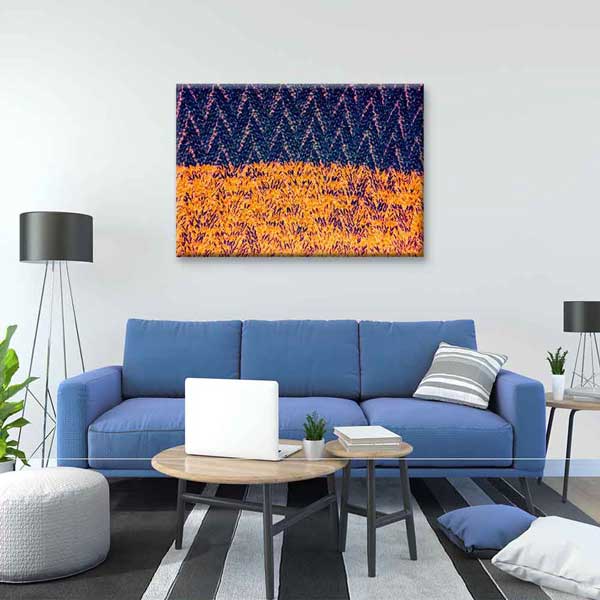 Turuncu ve Lacivert Dokulu Soyut Sanat Kanvas Tablo 4135