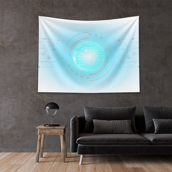 sanat-dekor-5417-02 Fütüristik Dijital Devre Küre Tasarımlı Duvar Örtüsü 5417