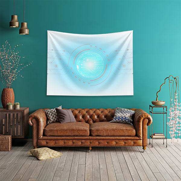 sanat-dekor-5417-03 Fütüristik Dijital Devre Küre Tasarımlı Duvar Örtüsü 5417