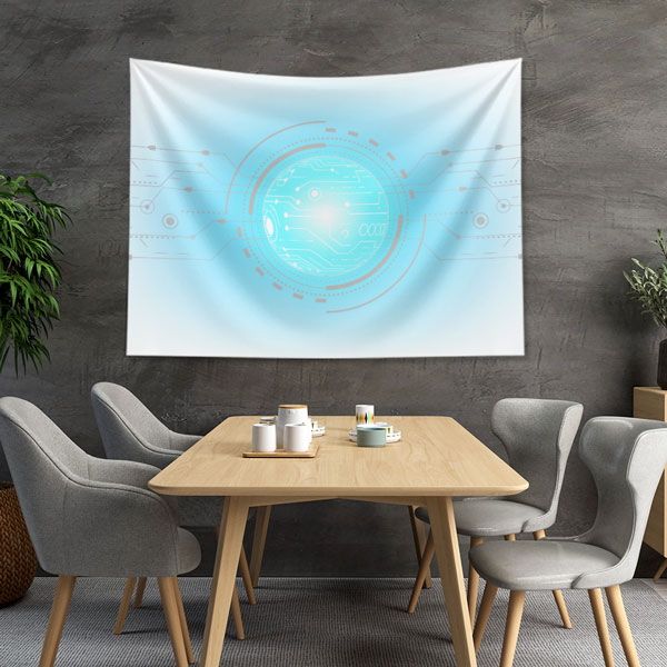 sanat-dekor-5417-04 Fütüristik Dijital Devre Küre Tasarımlı Duvar Örtüsü 5417