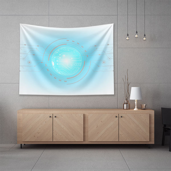 sanat-dekor-5417-05 Fütüristik Dijital Devre Küre Tasarımlı Duvar Örtüsü 5417