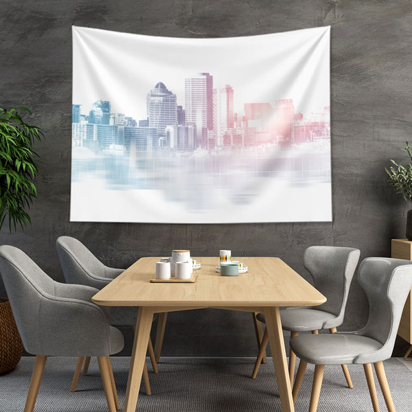 Şehir Silüeti ve Modern Mimariler Desenli Duvar Örtüsü Kumaş Baskı 5614
