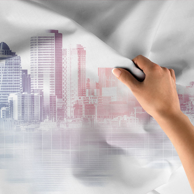 Şehir Silüeti ve Modern Mimariler Desenli Duvar Örtüsü Kumaş Baskı 5614