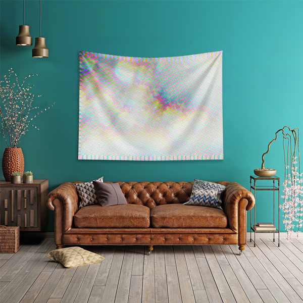 Renkli Doku Efektli Minimal Dijital Sanat Duvar Örtüsü 5420