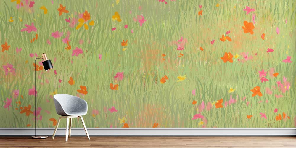 Sanatsal Çayır Çiçekleri Desenli Botanik Duvar Kağıdı 4260